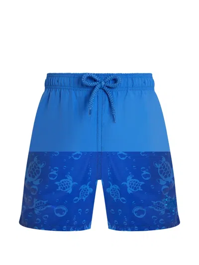 Vilebrequin Kids' Elastic-waist Turtles Swim Shorts In Blue
