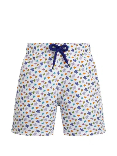 Vilebrequin Kids' Elasticated-waistband Patterned Swim Shorts In White
