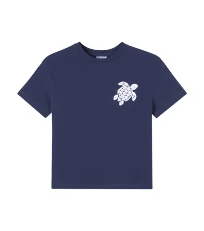 Vilebrequin Kids' Embroidered Cotton Jersey T-shirt In Blue