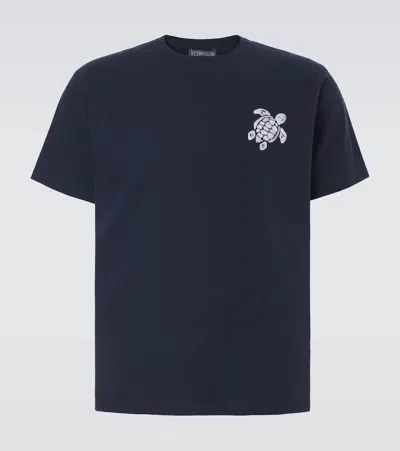 Vilebrequin Embroidered Cotton Jersey T-shirt In Blue