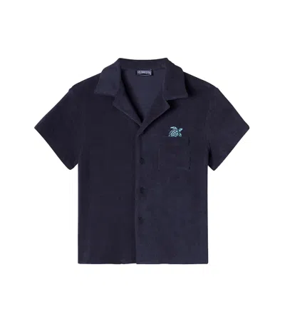 Vilebrequin Kids' Embroidered Cotton Terry Shirt In Black