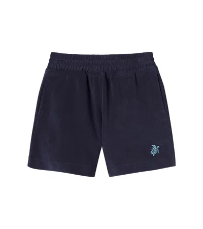 Vilebrequin Kids' Embroidered Cotton Terry Shorts In Blue