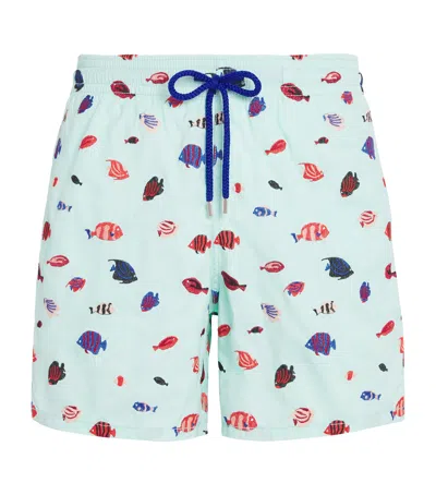 Vilebrequin Embroidered Fishy Dance Swim Shorts In Blue
