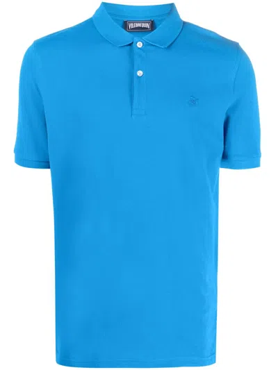 Vilebrequin Embroidered-logo Polo Shirt In Blau