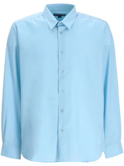 Vilebrequin Embroidered-logo Wool Shirt In Blue