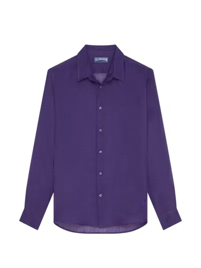 Vilebrequin Embroidered Long-sleeve Shirt In Purple