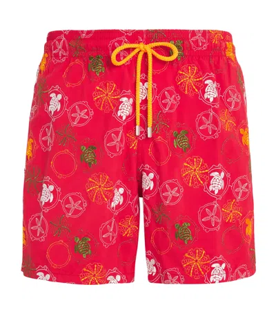 Vilebrequin Embroidered Mistral Swim Shorts In Red