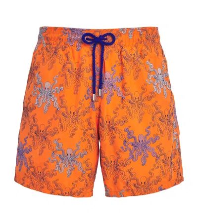 Vilebrequin Embroidered Octopus Swim Shorts In Orange