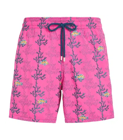 Vilebrequin Embroidered Seaweed Swim Shorts In Pink