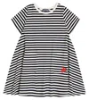 Vilebrequin Embroidered Striped Cotton Dress In Marine / Blanc