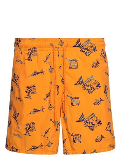 Vilebrequin X Mistral Swim Trunks In Carrot Orange