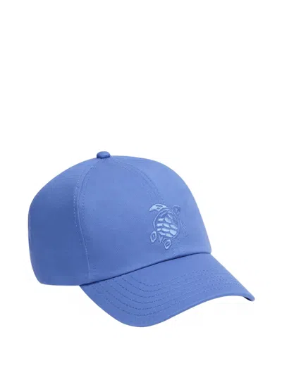 Vilebrequin Embroidered Turtle Cotton Cap In Blue