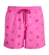 Vilebrequin Embroidered-turtle Mistral Swim Shorts In Pink