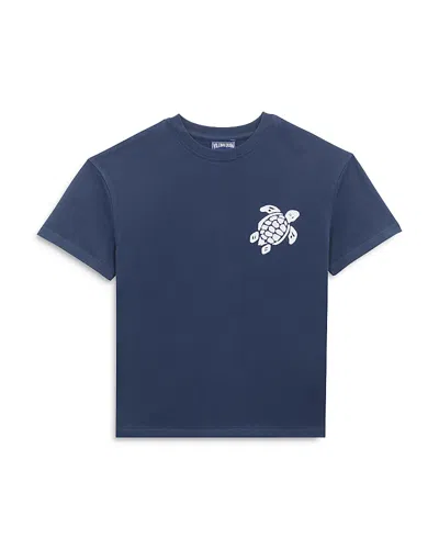Vilebrequin Embroidered Turtle Short Sleeve Tee - Little Kid, Big Kid In Navy