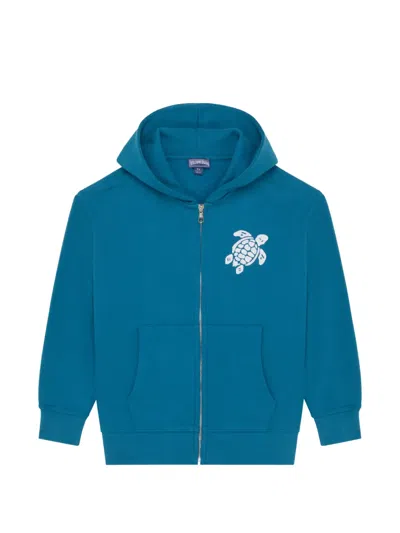 Vilebrequin Kids' Embroidered Zipped Hoodie In Blue
