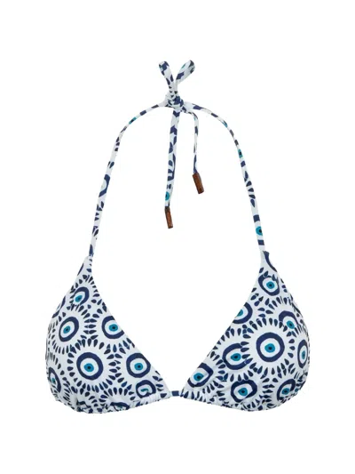 Vilebrequin Eye-print Side-tie Swimsuit In Blue