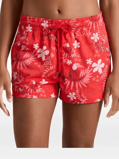 Vilebrequin Fabya Papel De Embrulho Swim Shorts In Red