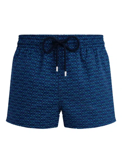 Vilebrequin Fishnet-print Swim Shorts In Blue