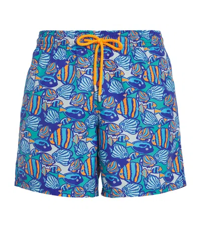 Vilebrequin Fishy Vibes Swim Shorts With Fish Pattern In Blue