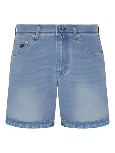 Vilebrequin Five-pocket Turtle Denim Shorts In Blue