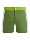 Vilebrequin Flat-waistband Side-striped Swim Trunks In Green