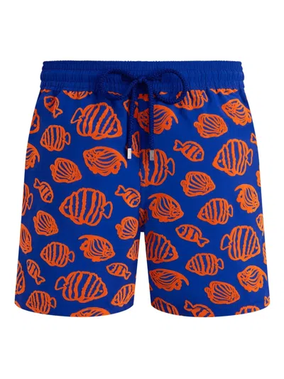 Vilebrequin Flocked Fishy Vibes Swim Shorts In Blue