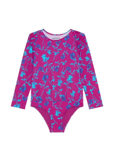 Vilebrequin Kids' Floral Long-sleeved Swimsuit In Pink