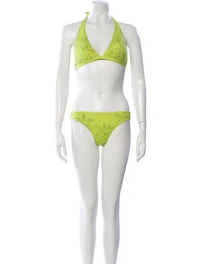 Pre-owned Vilebrequin Floral Print Bikini In Green