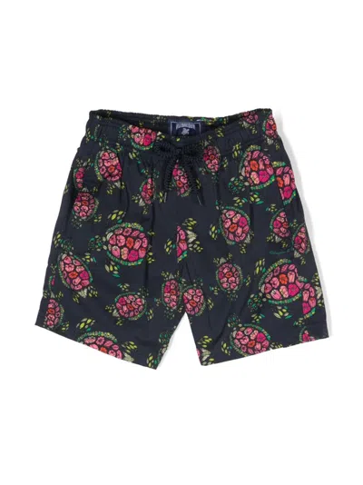 Vilebrequin Kids' Floral-print Drawstring Swimming Shorts In Blue