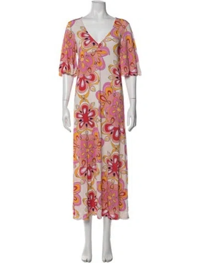 Pre-owned Vilebrequin Floral Print Long Dress In Pink