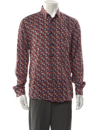Pre-owned Vilebrequin Floral Print Long Sleeve Shirt In Blue