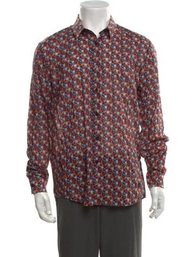 Pre-owned Vilebrequin Floral Print Long Sleeve Shirt W/ Tags In Blue