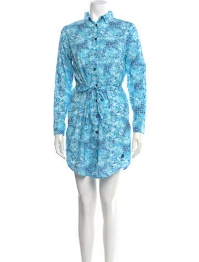 Pre-owned Vilebrequin Floral Print Mini Dress In Blue
