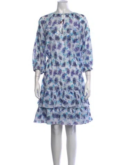 Pre-owned Vilebrequin Floral Print Mini Dress In Blue/white