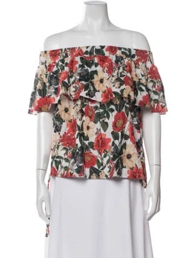 Pre-owned Vilebrequin Floral Print Off-the-shoulder Top In Multi