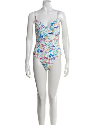 Pre-owned Vilebrequin Floral Print One-piece W/ Tags In White