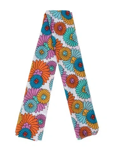 Pre-owned Vilebrequin Floral Print Scarf In Blue