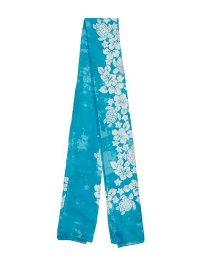 Pre-owned Vilebrequin Floral Print Scarf In Blue