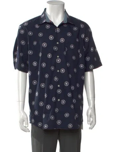 Pre-owned Vilebrequin Floral Print Short Sleeve Shirt In Blue
