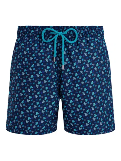 Vilebrequin Micro Ronde Des Tortues Rainbow Longer Length Swim Shorts In Blue