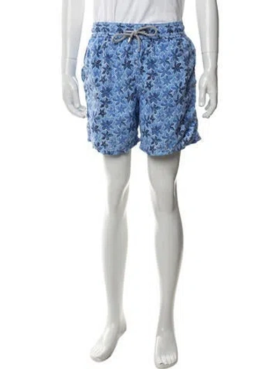 Pre-owned Vilebrequin Floral Print Swim Trunks In Blue