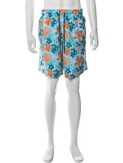 Pre-owned Vilebrequin Floral Print Swim Trunks In Blue/white