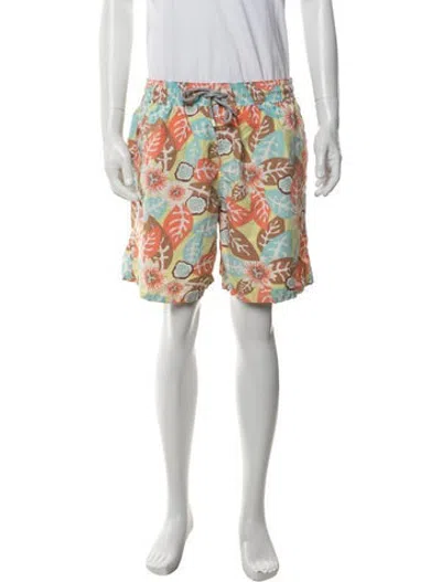 Pre-owned Vilebrequin Floral Print Swim Trunks In Green