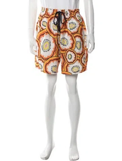 Pre-owned Vilebrequin Floral Print Swim Trunks In Orange