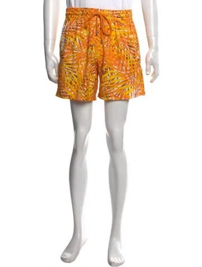 Pre-owned Vilebrequin Floral Print Swim Trunks In Orange