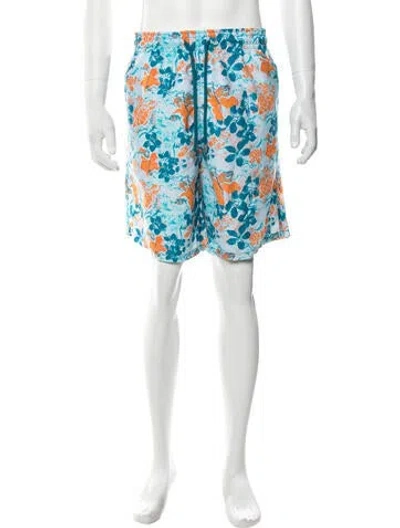 Pre-owned Vilebrequin Floral Print Swim Trunks W/ Tags In Blue