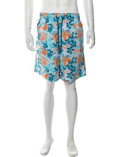 Pre-owned Vilebrequin Floral Print Swim Trunks W/ Tags In Blue/white