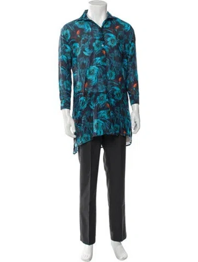 Pre-owned Vilebrequin Floral Print Three-quarter Sleeve Shirt In Blue