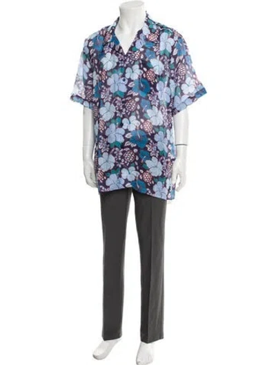 Pre-owned Vilebrequin Floral Print Three-quarter Sleeve Shirt W/ Tags In Blue