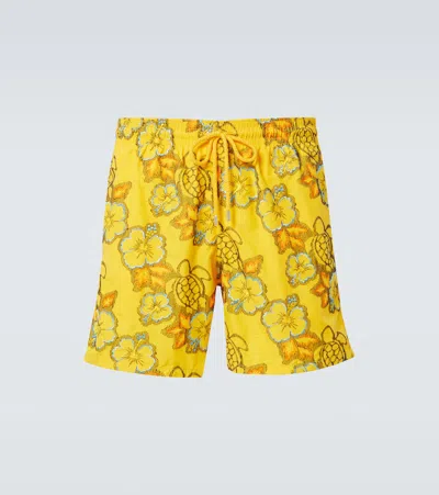 Vilebrequin Floral Printed Swim Shorts In Yellow